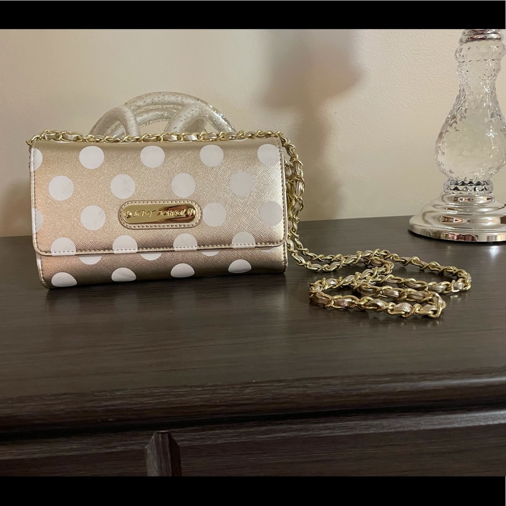 Betsey Johnson Gold & White Polka Dot RARE